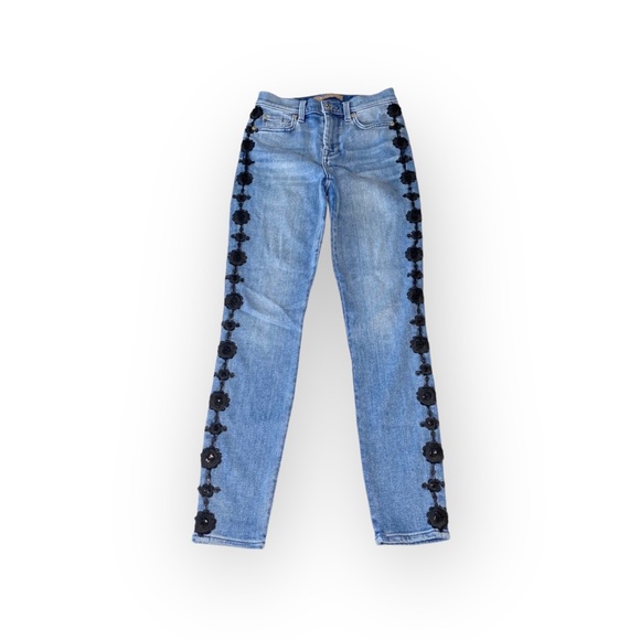 7FAM 7 for all Mankind Luxe Vintage ☻︎ High Sequin Embroidery Skinny Jeans ☻︎ 24 - Picture 4 of 16